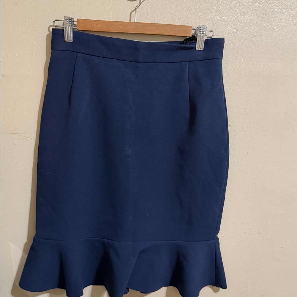 H&M Navy Midi Peplum Hem Pencil Skirt